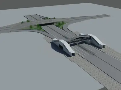 bridge road with over it 3D model