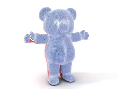 Pink Polka Dot Pajama Teddy Bear Rigged and Animated Low-poly 3D model