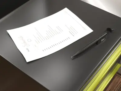 Bedroom with wooden floor and bed 3D model