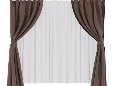 Brown and White Curtains 3D model