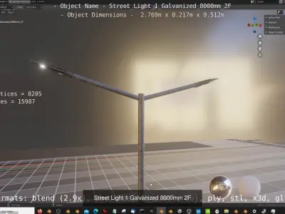 Street Light 1 2 3 4 5 Galvanized 3D Model Pack
