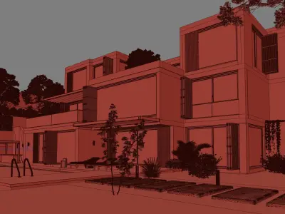 Loft Villa Cloudy and Sunny Full Scene 3D model