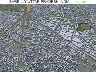 Bareilly Uttar Pradesh India 25km AI Low-poly 3D model