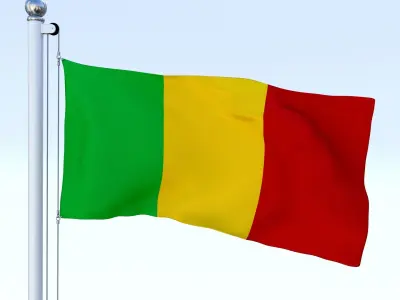 Animated Mali Flag Low-poly 3D model