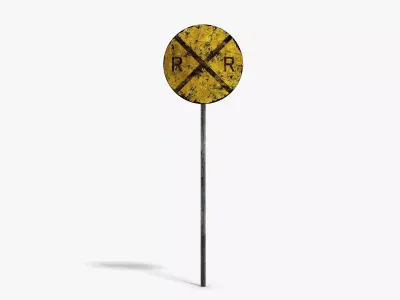 Damaged Railroad Sign Low-poly 3D model