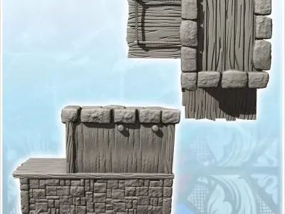 Medieval stone building with flat roof and terrace 4 - Medieval  3D print model