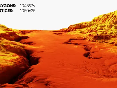 Cartoon mountain terrain with canyon and fissures 3D model