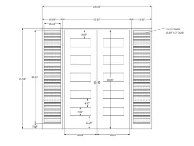 Glass Panel double door with Serpentine sidelight 3D model