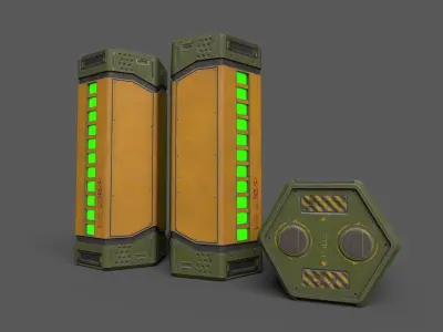 Sci-Fi Power Battery Low-poly 3D model