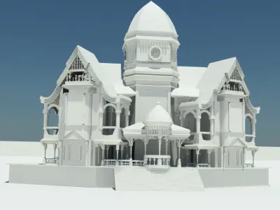 Horror House Old mansion for VR AR  Low-poly 3D model