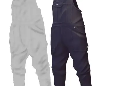 Overalls - Blue Jeans - Unisex Casual Wear - Street Style Cloth 3D model