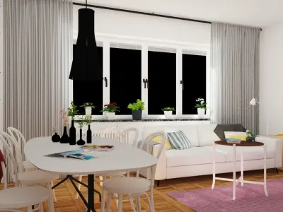  Bright living room Free 3D model