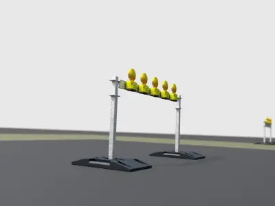 Construction Barrier 5 with warning lights 600-32 100x1600mm Low-poly 3D model