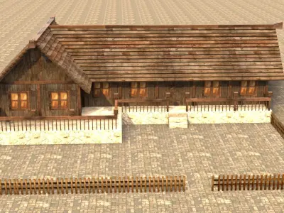 Game-ready fantasy medieval home Low-poly 3D model