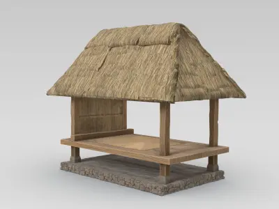 Bale Bengong Kuno A Open Pavilion Resting Hut 3D model