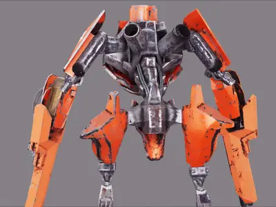 Robot War Future Machine Low-poly 3D model