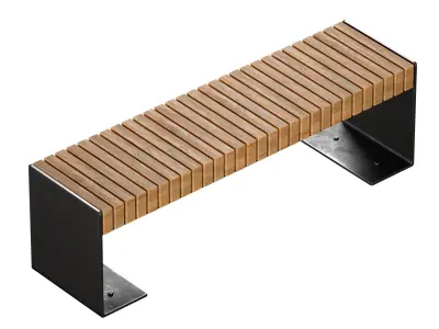 Street bench 3D model 3