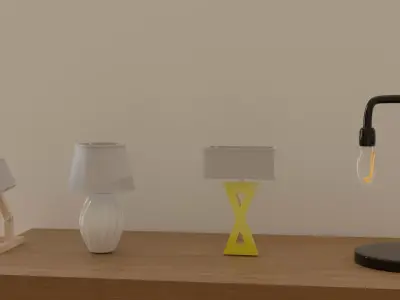 Lamps floor lamp on wooden table 3D model