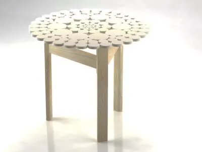 Fergana two side tables with flower on top 3D model