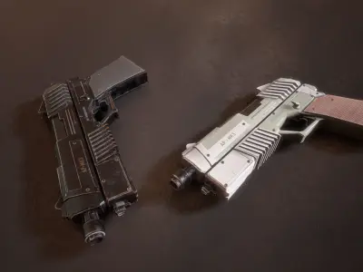 Sci-fi Futuristic Assault Pistol  Low-poly 3D model
