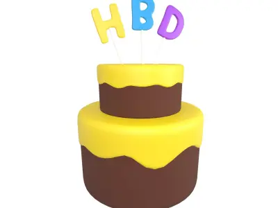 Birthday Cake v1 006 Low-poly 3D model