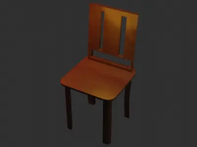  Living room chair in dark ancient style wood material Low-poly 3D model