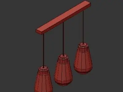 CEILING LIGHT HUDSON DROP SHAPE 3 PENDANTS 3D model