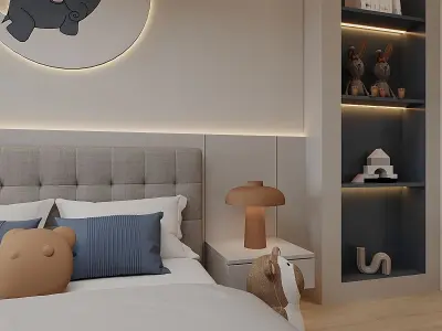 Modern Kids Bedroom Interior 3D Model 3D model