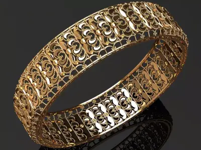 1353 Art Nouveau Style Bangle 21gm 3D print model
