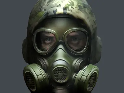 Gas mask helmet 3d model military combat Low-poly Low-poly 3D model