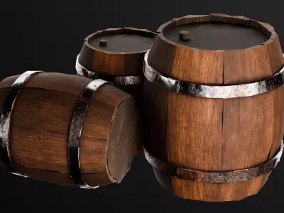  Wooden bucket Game Assets item3 3D model