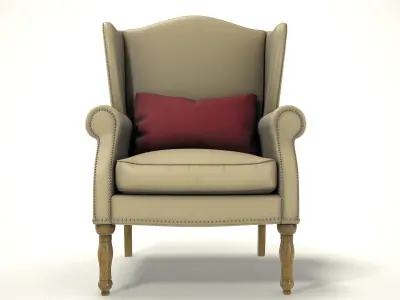 wingback chair fhouse 010 Low-poly 3D model