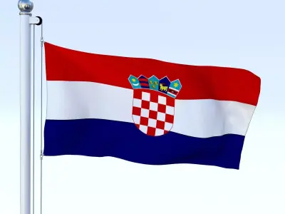Animated Croatia Flag Low-poly 3D model