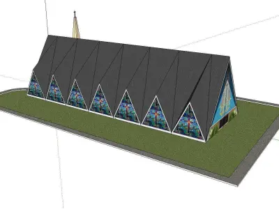 Architecture-Religion-God-Culture-Temple-0126 church with sta... 3D model
