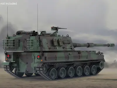  K9 Thunder Howitzer Rigged for Cinema 4D 