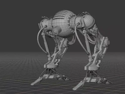 Sci-Fi Mechanical hydraulic Robot  Low-poly 3D model