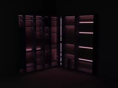 Wardrobe door in with neon lights Low-poly 3D model
