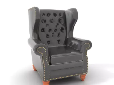 Elegant Leather Wingback Chair model pack Low-poly 3D model