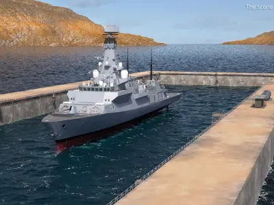  British Naval Warship Type 26 Drydock Grey 