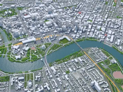 Winnipeg Downtown Manitoba Canada Low-poly 3D model