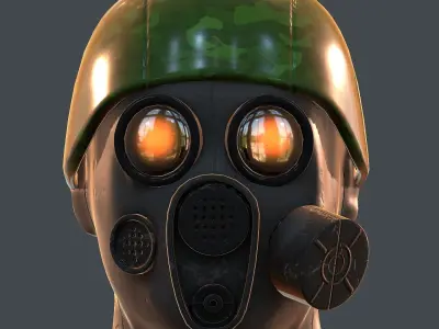 Gas mask helmet 3d model scifi Low-poly  Low-poly 3D model