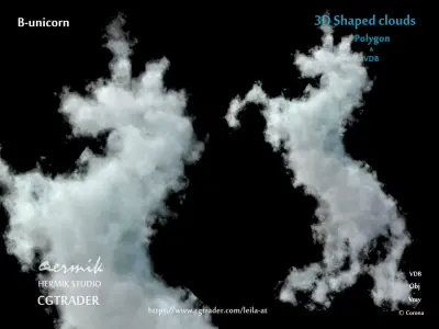 3D Shaped Clouds - Polygon and VDB   3D model