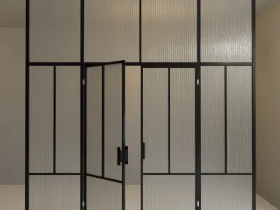 Glass partition door 89 Low-poly 3D model