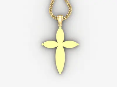 Light Gold 18K Cross Pendant 1CP065 3D print model