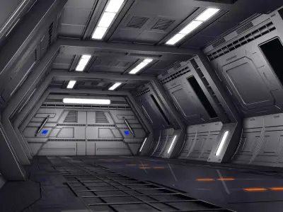 Sci Fi Corridor Spaceship Interior 3D model
