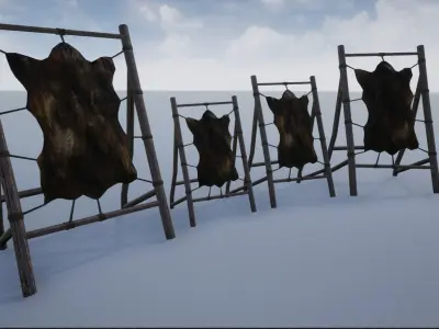 Medieval Stretched Skinned Animal Fur Low-poly 3D model