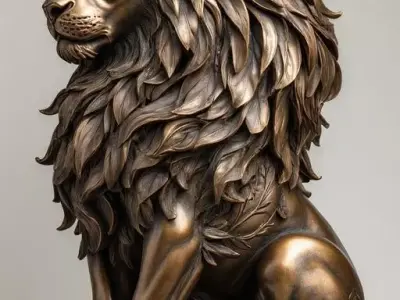 Bronze Lion Sculpture Meticulous Craftsmanship Captures Strength 3D print model