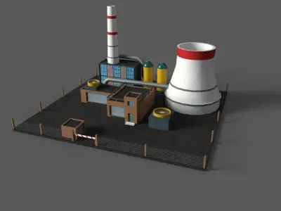 Cartoon Power Plant model Low-poly 3D model