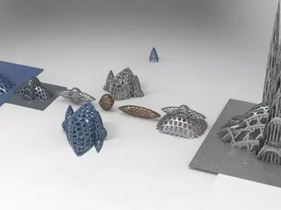 cyberpunk weaved Gangster market grids 3D model