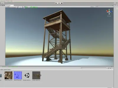 Watch Tower made of Wood Low-poly 3D model